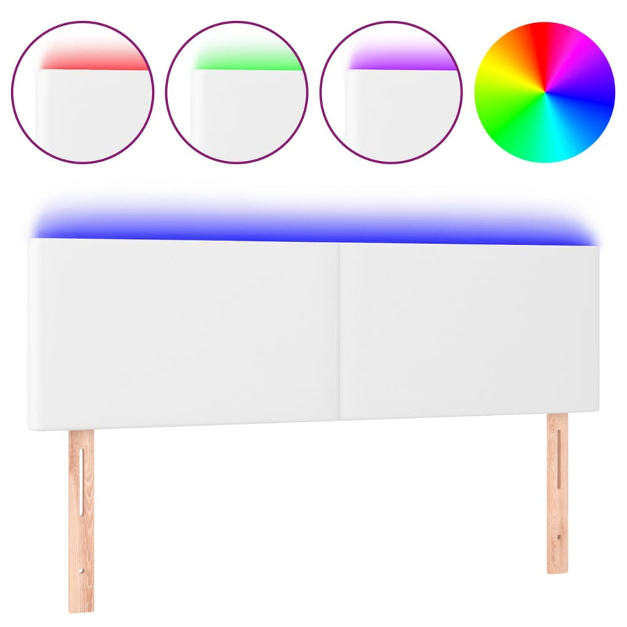 Hoofdbord LED 144x5x78/88 cm kunstleer wit 144 x 5 x 78/88 cm Wit
