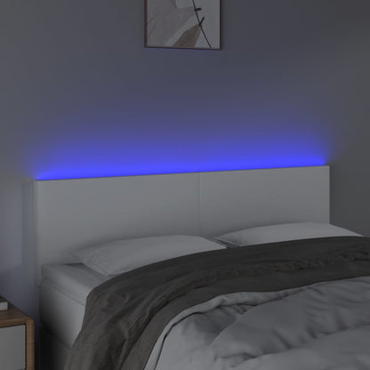 Hoofdbord LED 144x5x78/88 cm kunstleer wit 144 x 5 x 78/88 cm Wit