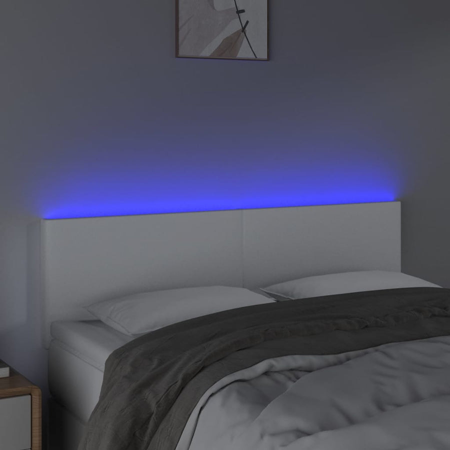 Hoofdbord LED 144x5x78/88 cm kunstleer wit 144 x 5 x 78/88 cm Wit