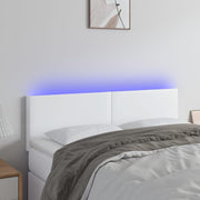 Hoofdbord 144x5x78/88 cm kunstleer wit LED