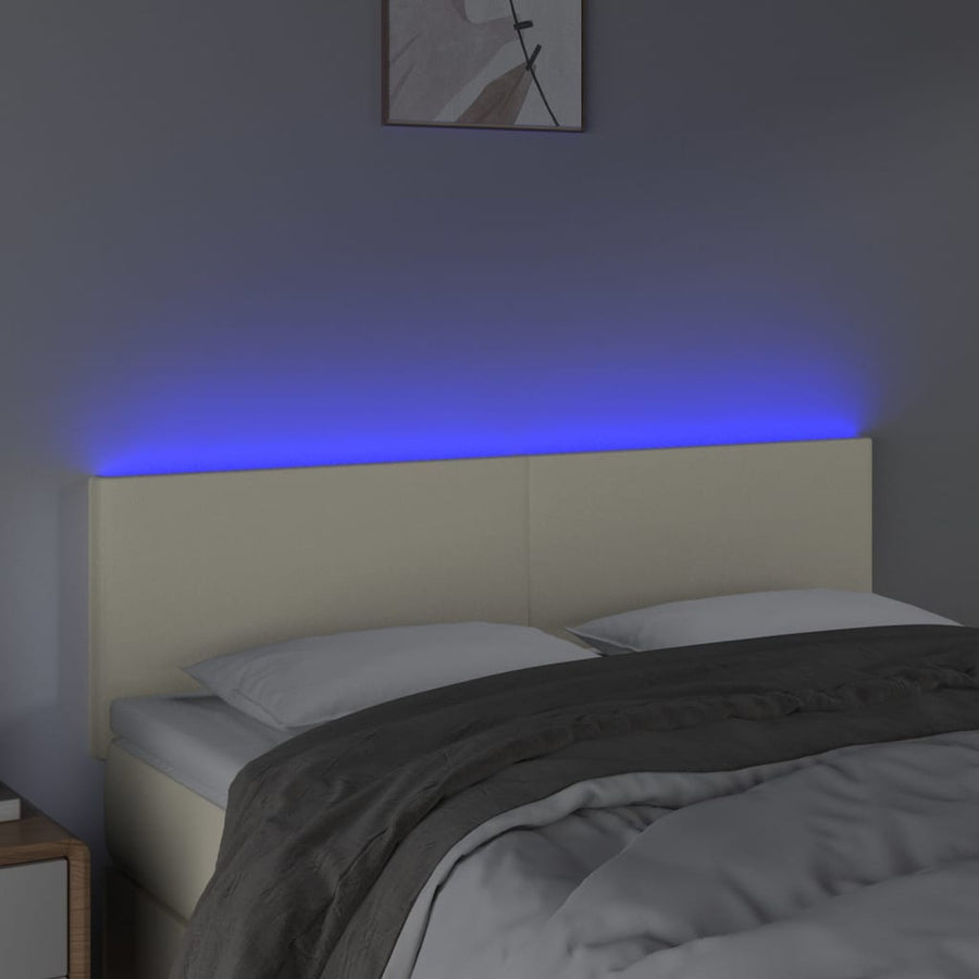 Hoofdbord Led Kunstleer Kleurig 144 x 5 x 78/88 cm Crème