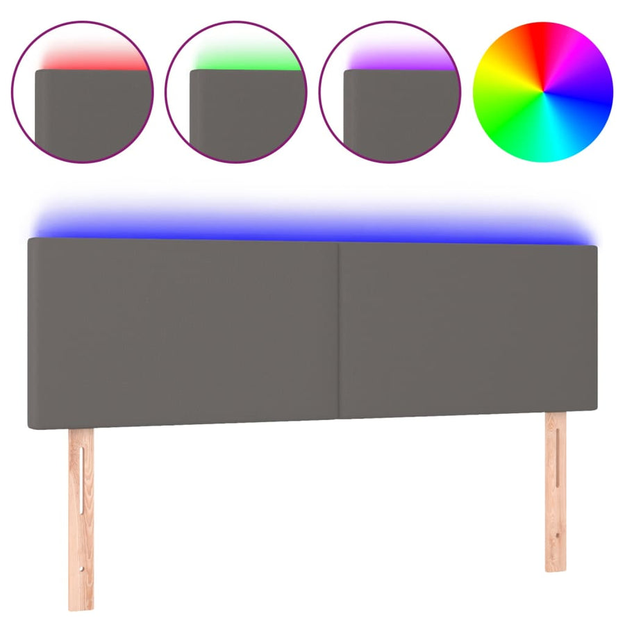 Hoofdbord Led Kunstleer 1 144 x 5 x 78/88 cm Grijs