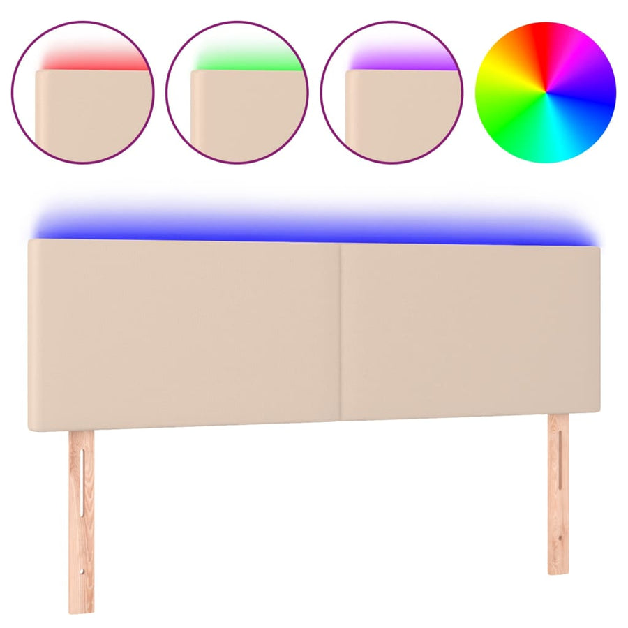 Hoofdbord LED 144x5x78/88 cm kunstleer cappuccinokleurig 144 x 5 x 78/88 cm Cappuccino
