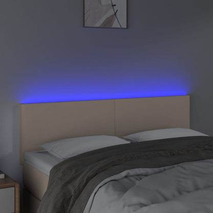Hoofdbord LED 144x5x78/88 cm kunstleer cappuccinokleurig 144 x 5 x 78/88 cm Cappuccino