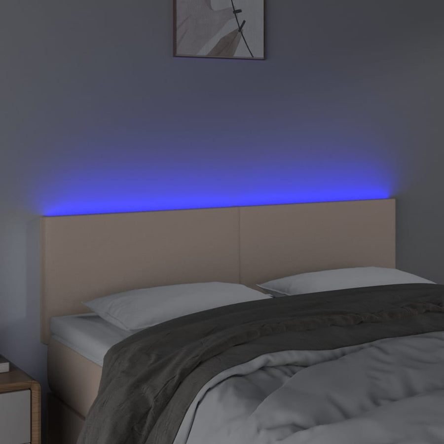 Hoofdbord LED 144x5x78/88 cm kunstleer cappuccinokleurig 144 x 5 x 78/88 cm Cappuccino