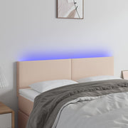 Hoofdbord 144x5x78/88 cm kunstleer cappuccino met LED