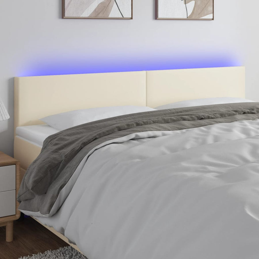Hoofdbord Led Kunstleer Kleurig 160 x 5 x 78/88 cm Crème
