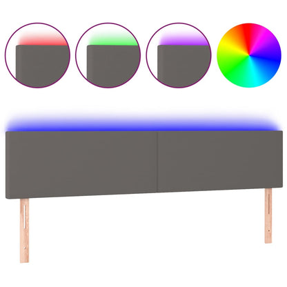 Hoofdbord LED 160x5x78/88 cm kunstleer grijs 160 x 5 x 78/88 cm Grijs