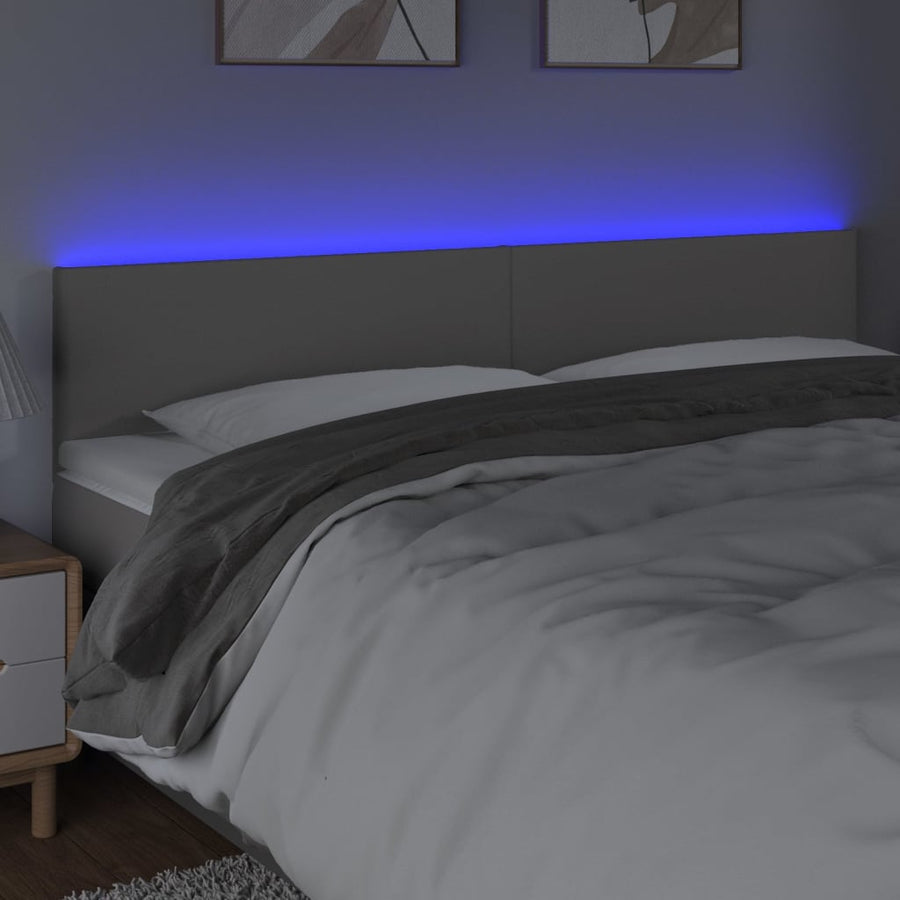 Hoofdbord LED 160x5x78/88 cm kunstleer grijs 160 x 5 x 78/88 cm Grijs