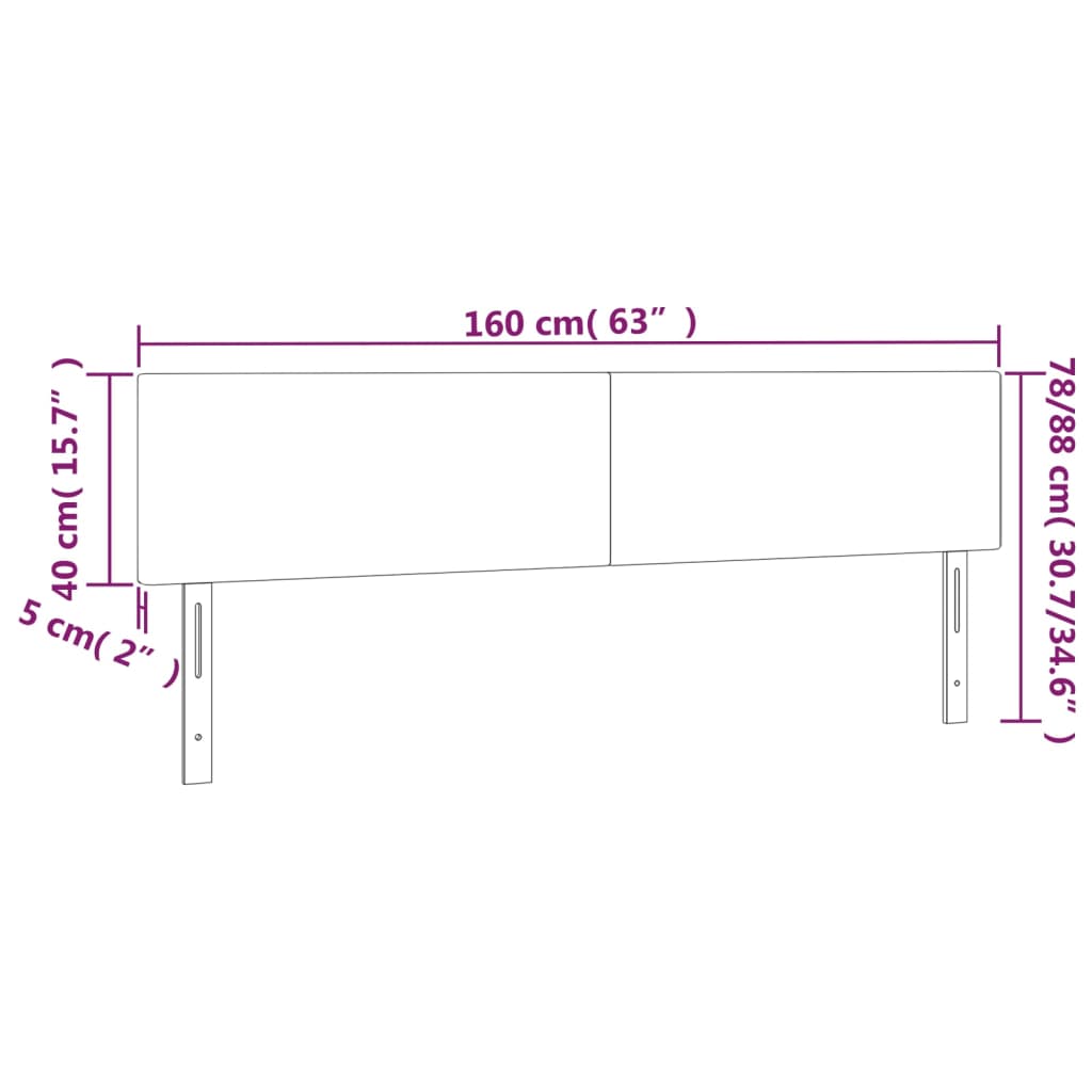 Hoofdbord LED 160x5x78/88 cm kunstleer grijs 160 x 5 x 78/88 cm Grijs