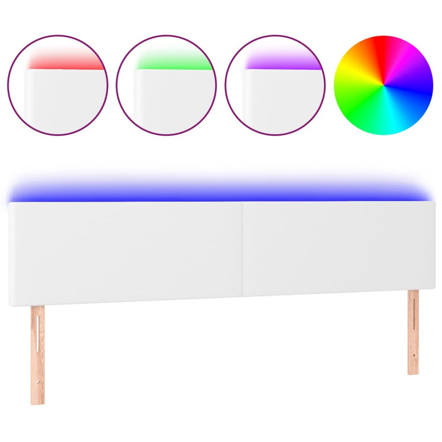 Hoofdbord LED 180x5x78/88 cm kunstleer wit 180 x 5 x 78/88 cm Wit