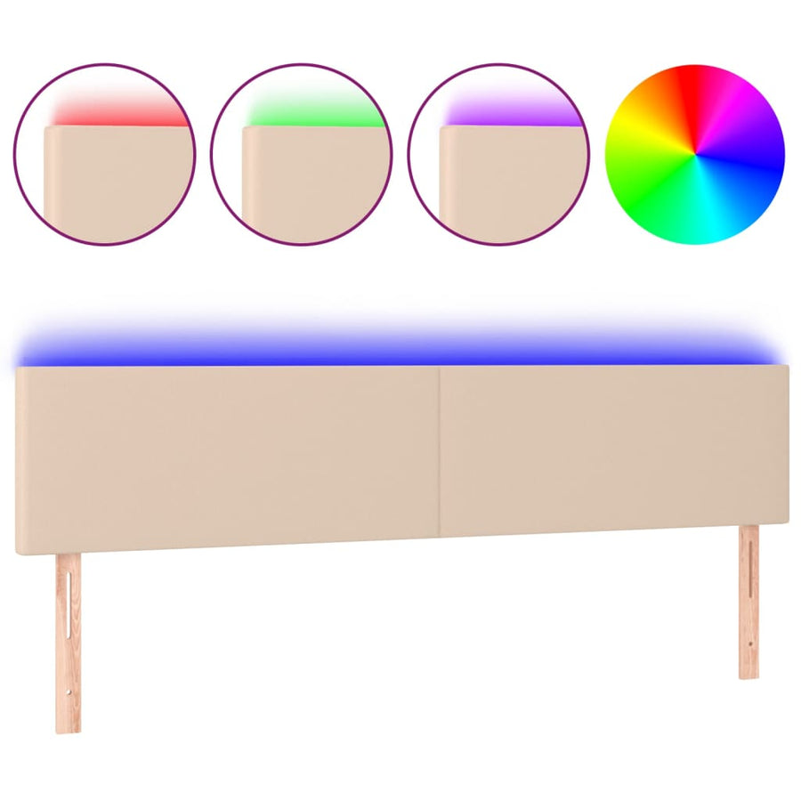 Hoofdbord LED 180x5x78/88 cm kunstleer cappuccinokleurig 180 x 5 x 78/88 cm Cappuccino