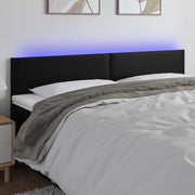 Hoofdbord 200x5x78/88 cm kunstleer zwart LED