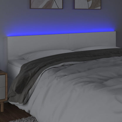 Hoofdbord LED 200x5x78/88 cm kunstleer wit 200 x 5 x 78/88 cm Wit