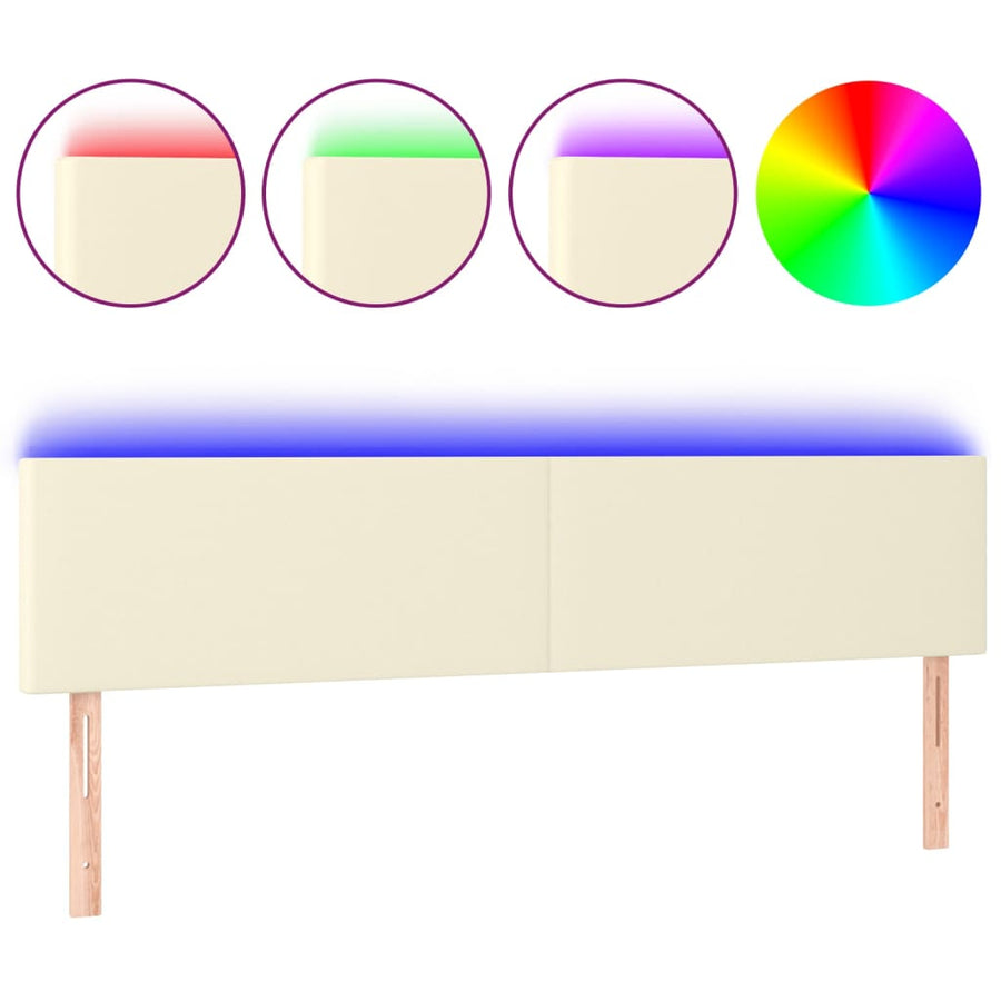 Hoofdbord Led Kunstleer Kleurig 200 x 5 x 78/88 cm Crème