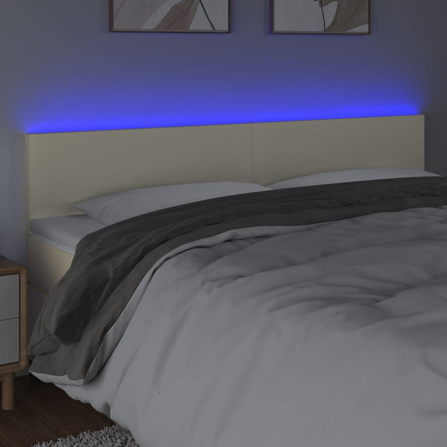 Hoofdbord Led Kunstleer Kleurig 200 x 5 x 78/88 cm Crème