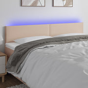 Hoofdbord 200x5x78/88 cm kunstleer cappuccino met LED