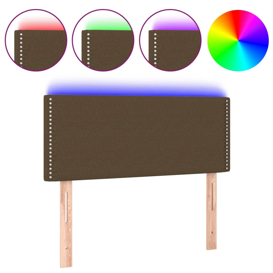Hoofdbord LED 100x5x78/88 cm stof donkerbruin 100 x 5 x 78/88 cm