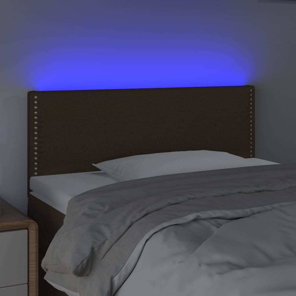Hoofdbord LED 100x5x78/88 cm stof donkerbruin 100 x 5 x 78/88 cm