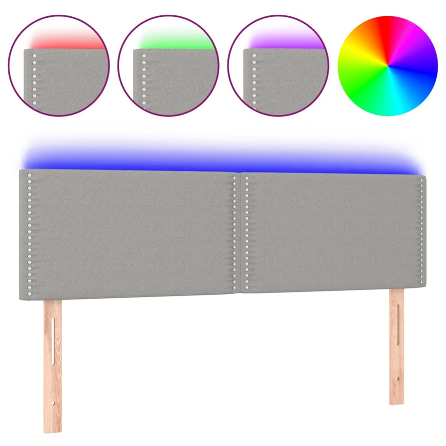Hoofdbord Led Stof Lichtgrijs 144 x 5 x 78/88 cm
