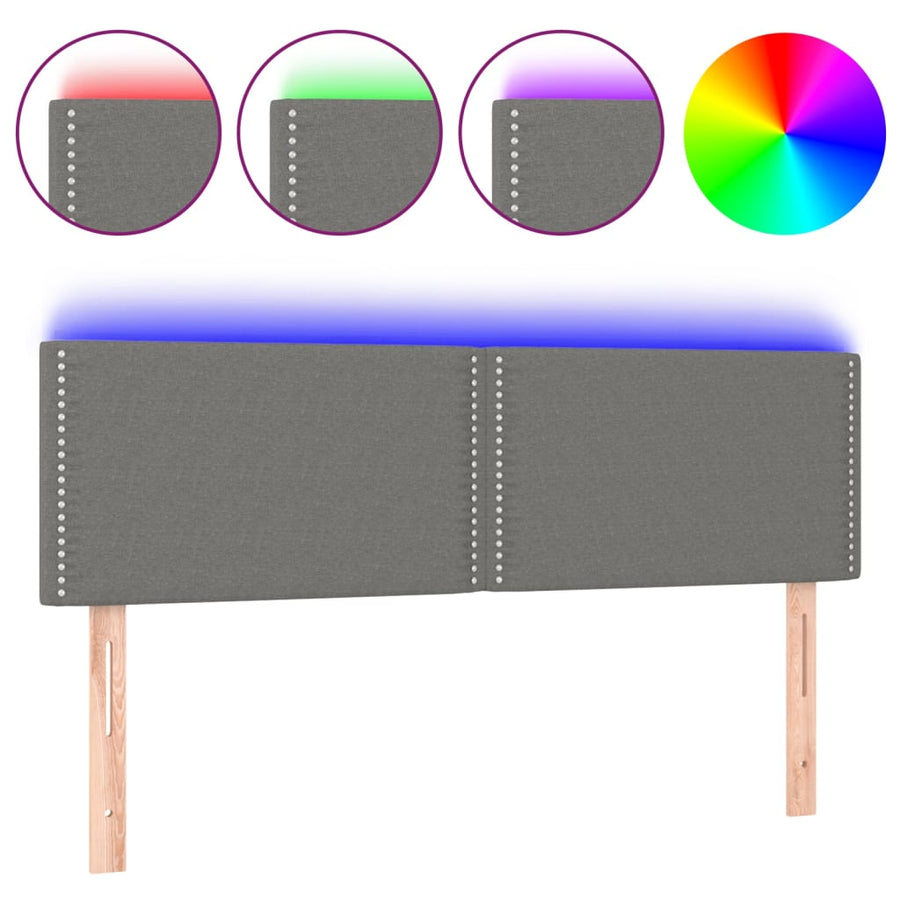Hoofdbord Led Stof Donkergrijs 144 x 5 x 78/88 cm