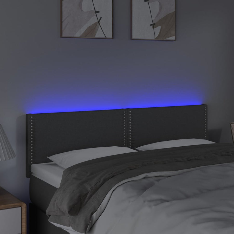 Hoofdbord Led Stof Donkergrijs 144 x 5 x 78/88 cm