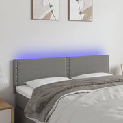 Hoofdbord 144x5x78/88 cm stof donkergrijs LED
