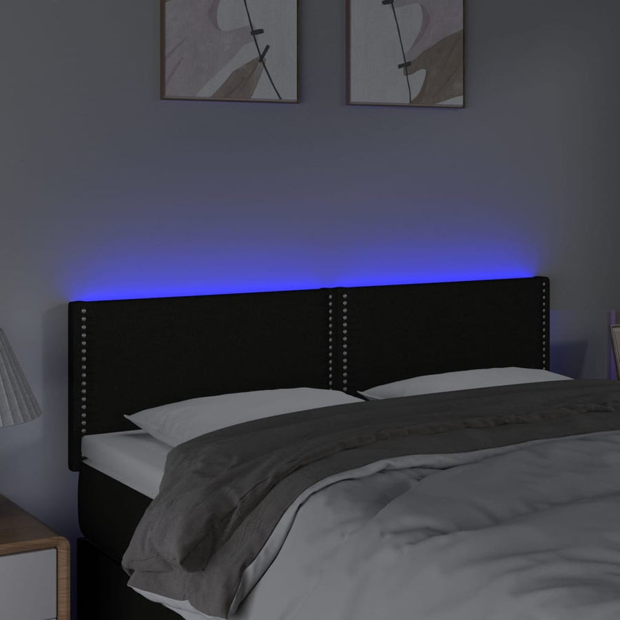 Hoofdbord Led Stof Zwart 144 x 5 x 78/88 cm