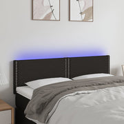 Hoofdbord 144x5x78/88 cm stof zwart LED