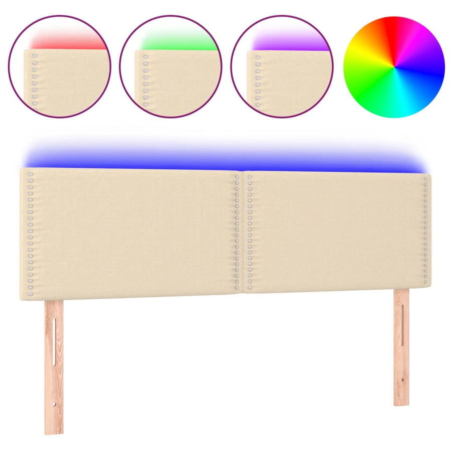 Hoofdbord Led Stof Kleurig Crème 144 x 5 x 78/88 cm