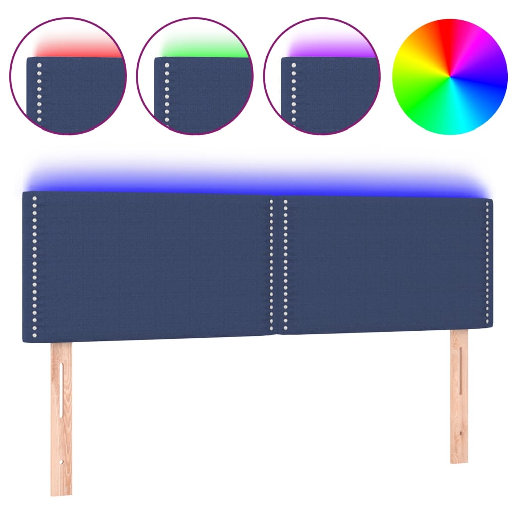 Hoofdbord Led Stof Blauw 144 x 5 x 78/88 cm