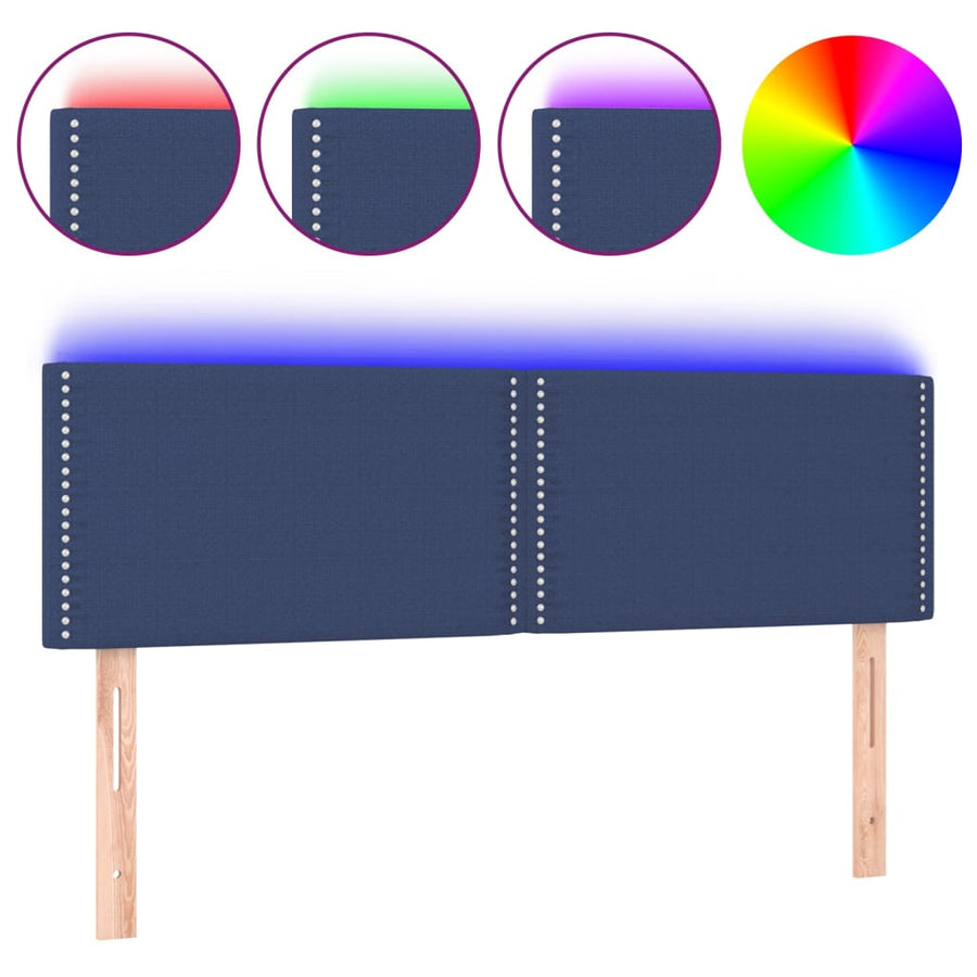 Hoofdbord Led Stof Blauw 144 x 5 x 78/88 cm
