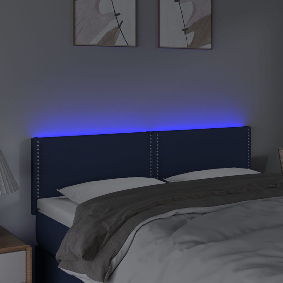 Hoofdbord Led Stof Blauw 144 x 5 x 78/88 cm