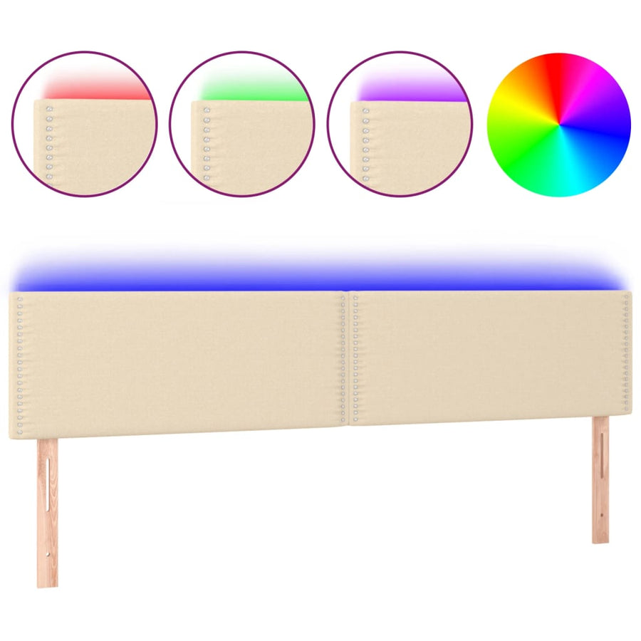 Hoofdbord Led Stof Kleurig Crème 180 x 5 x 78/88 cm