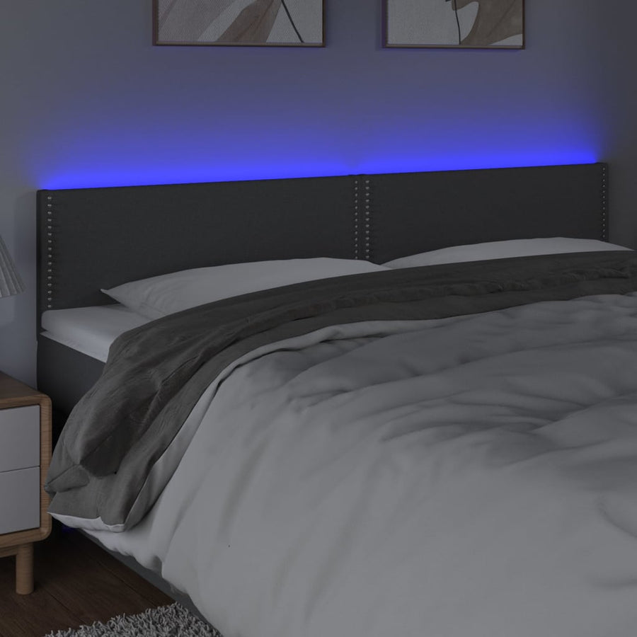 Hoofdbord Led Stof Donkergrijs 200 x 5 x 78/88 cm
