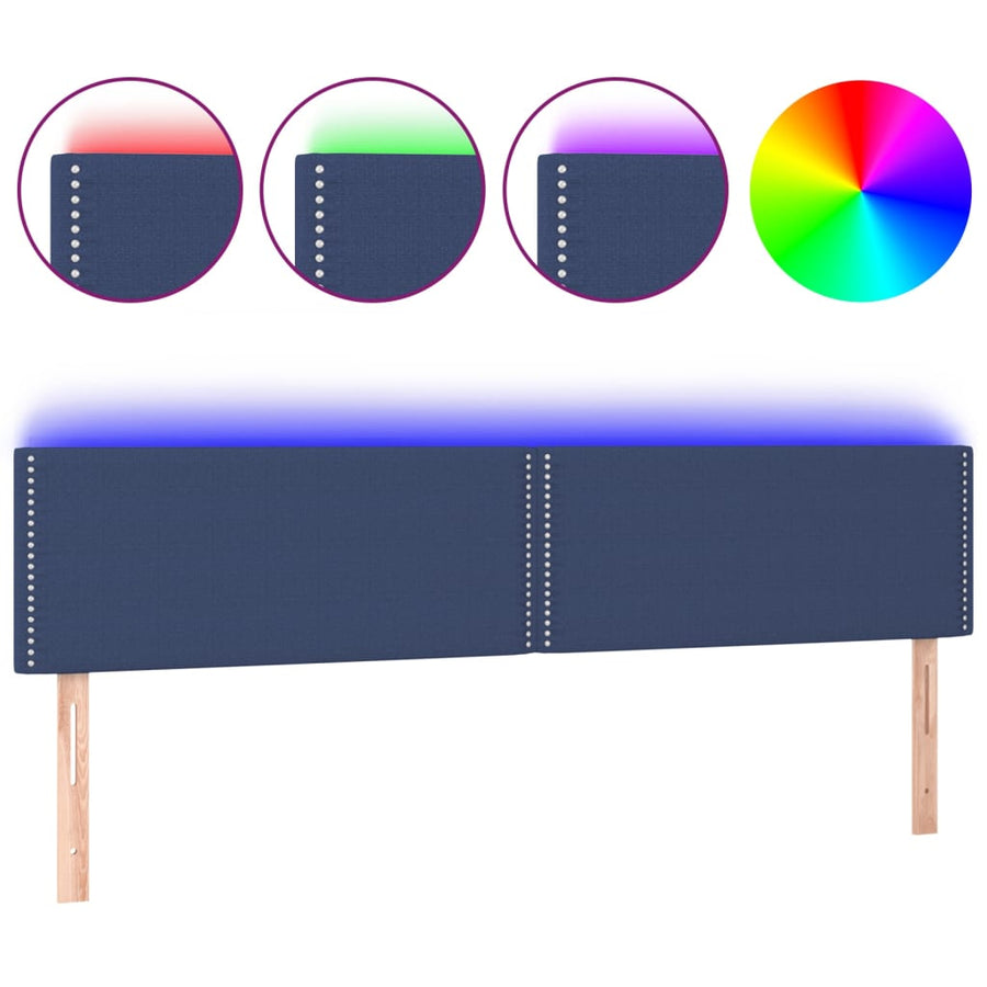 Hoofdbord Led Stof Blauw 200 x 5 x 78/88 cm