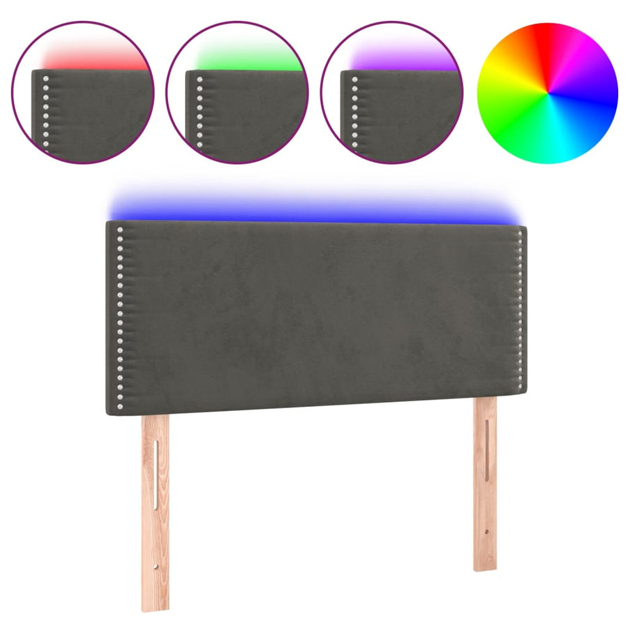 Hoofdbord Led 90X5X78/88 Cm Fluweel Donkergrijs 1 90 x 5 x 78/88 cm