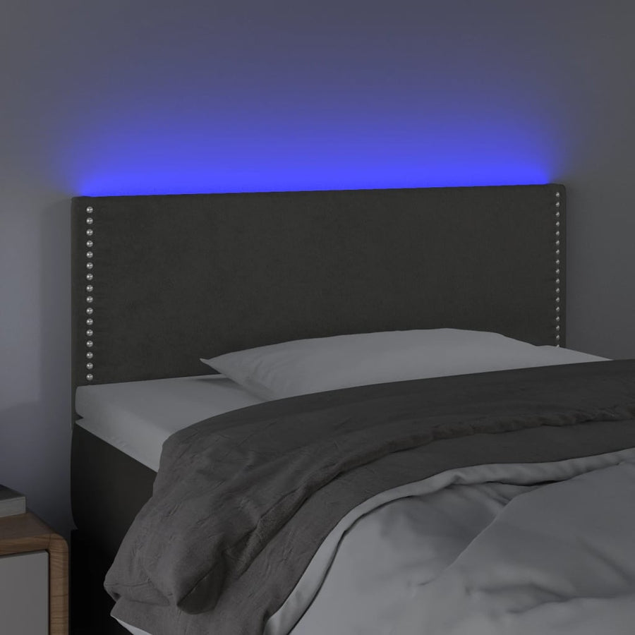 Hoofdbord Led 90X5X78/88 Cm Fluweel Donkergrijs 1 90 x 5 x 78/88 cm