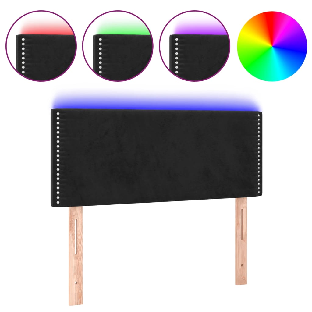 Hoofdbord Led Fluweel 90 x 5 x 78/88 cm Zwart