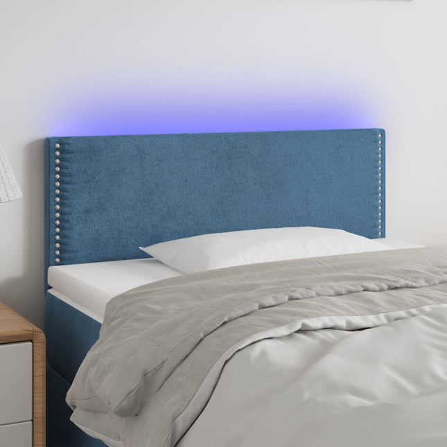 Hoofdbord Led Fluweel 90 x 5 x 78/88 cm Donkerblauw