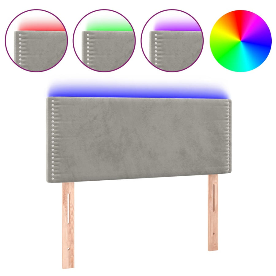 Hoofdbord Led Fluweel 100 x 5 x 78/88 cm Lichtgrijs