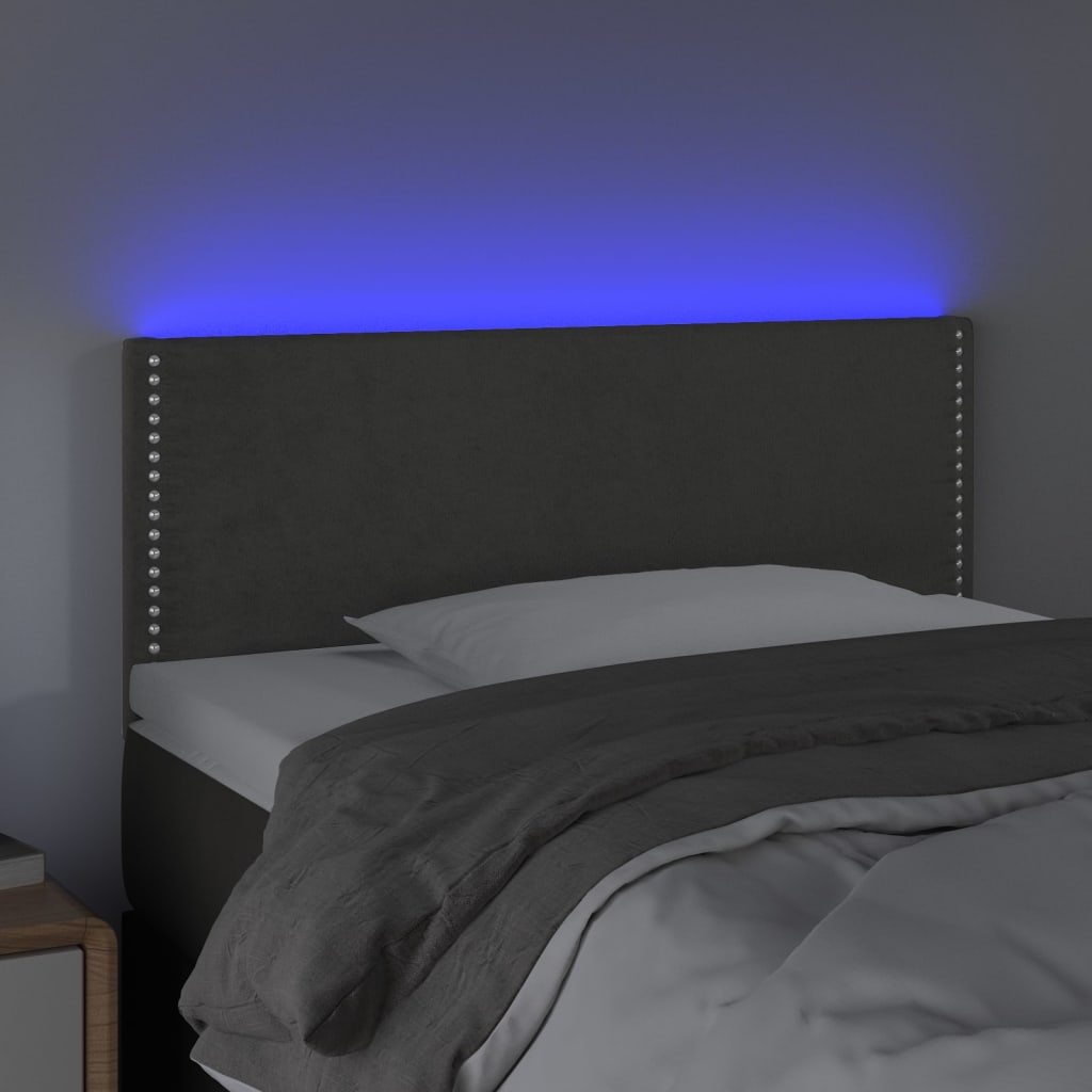 Hoofdbord Led Fluweel 100 x 5 x 78/88 cm Donkergrijs