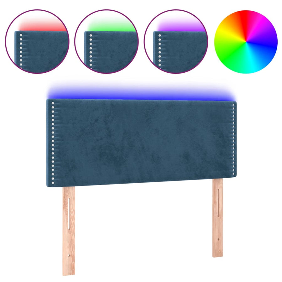 Hoofdbord Led Fluweel 100 x 5 x 78/88 cm Donkerblauw