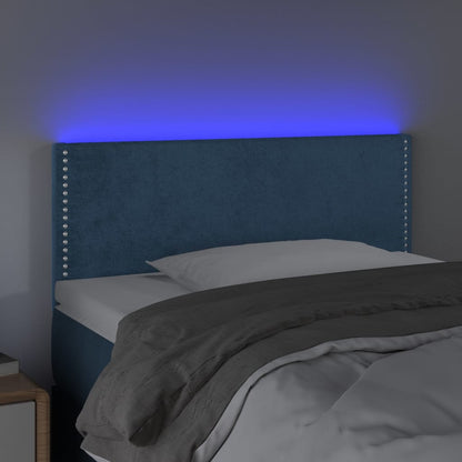 Hoofdbord Led Fluweel 100 x 5 x 78/88 cm Donkerblauw