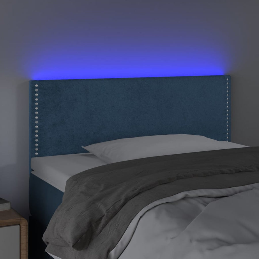 Hoofdbord Led Fluweel 100 x 5 x 78/88 cm Donkerblauw