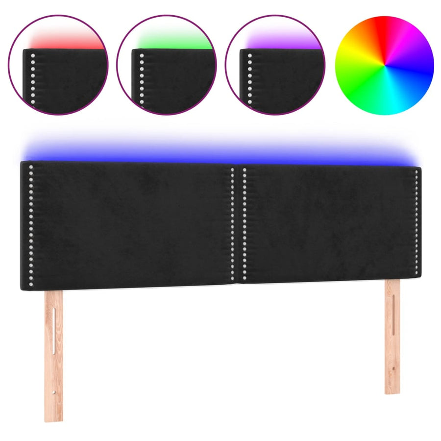 Hoofdbord Led Fluweel 144 x 5 x 78/88 cm Zwart