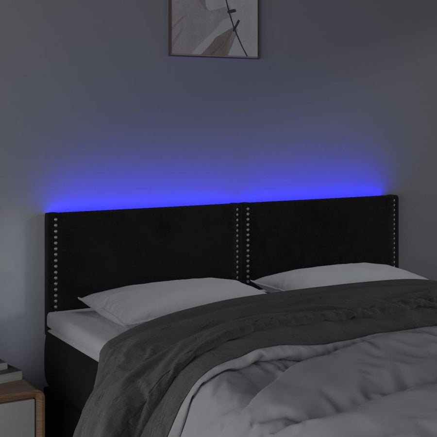 Hoofdbord Led Fluweel 144 x 5 x 78/88 cm Zwart
