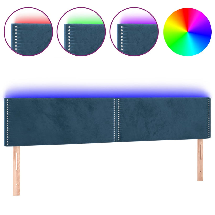 Hoofdbord Led Fluweel 160 x 5 x 78/88 cm Donkerblauw