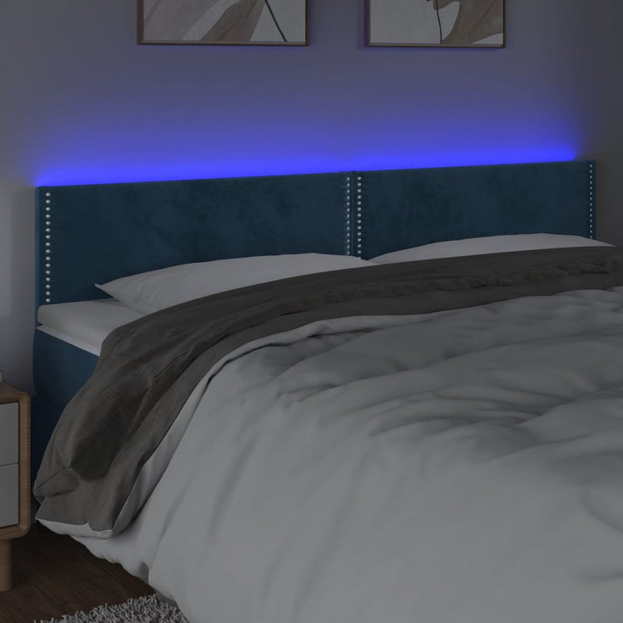 Hoofdbord Led Fluweel 160 x 5 x 78/88 cm Donkerblauw