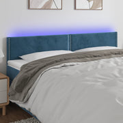 Hoofdbord 160x5x78/88 cm fluweel donkerblauw LED